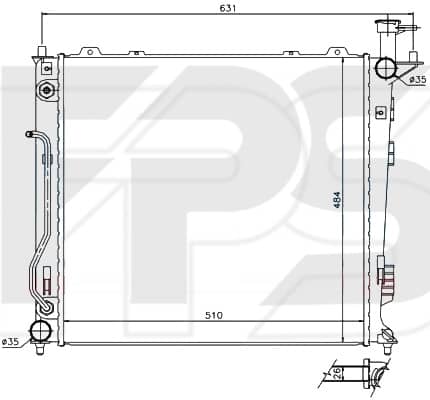 Радіатор Охолодження Kia Sorento 2010-2013, 253102P300, 253102P360, 253102P370