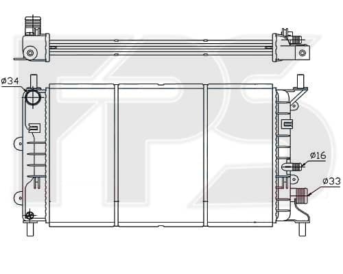 Радіатор Охолодження Ford Escort / Orion 1990-1995, 1664036, 1664037, 1664040, 1664046, 1664070, 1664076, 1668439, 1668910, 6550325, 6550326, 6550329, 6550330, 6559621, 6559622, 6559626, 6559627, 6562897, 6562898, 6562902, 6562903, 6912232, 6912235, 92AB8005CB, 92AB8005CC, 92AB8005DB, 92AB8005KB, 92AB8005KC, 92AB8005LB, R92AB8005CC, R92AB8005KC, R92AB8005LB