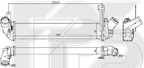 Радіатор Наддуву Renault Kangoo 2003-2008, 8200137653, 8200221885, 8200732390