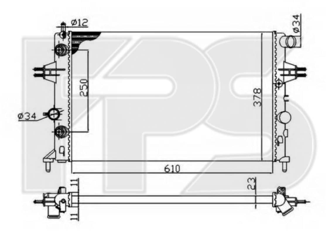Радіатор Охолодження Opel Astra 1998-2009, 1300196, 1300257, 90570729, 9119482, 9193265, 9202504