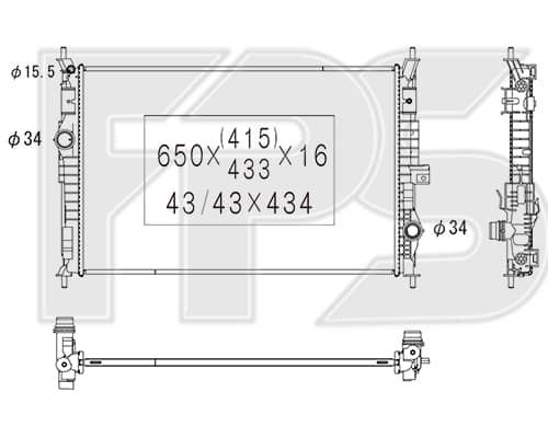 Радіатор Охолодження Citroen Berlingo 2018-2024, 1609648380, 1610017680, 1611522480, 3556160, 3638336, 9673628780, 9675747980, 9809141780, 3549988, SU001A9432
