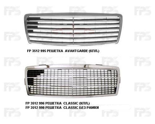 Решітка Пластикова Передня Права Mercedes-Benz C-Class 1993-2000