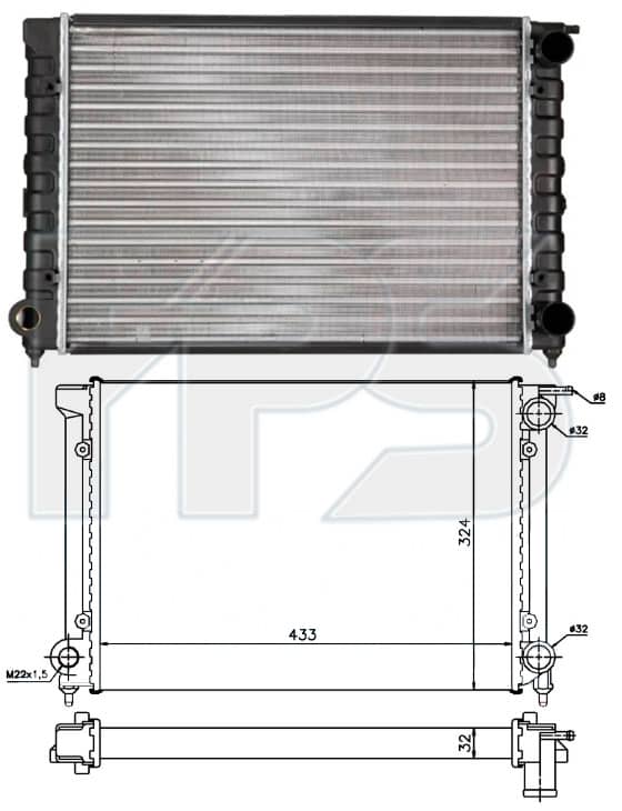 Радіатор Охолодження Volkswagen Golf 1983-1991, 191121253D, 191121253K, 191121253L, 171121253CH, 191121253C, 191121253M