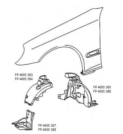 Підкрилок Передній Правий Mercedes-Benz C-Class 2000-2007, 2038840622, A2038840622
