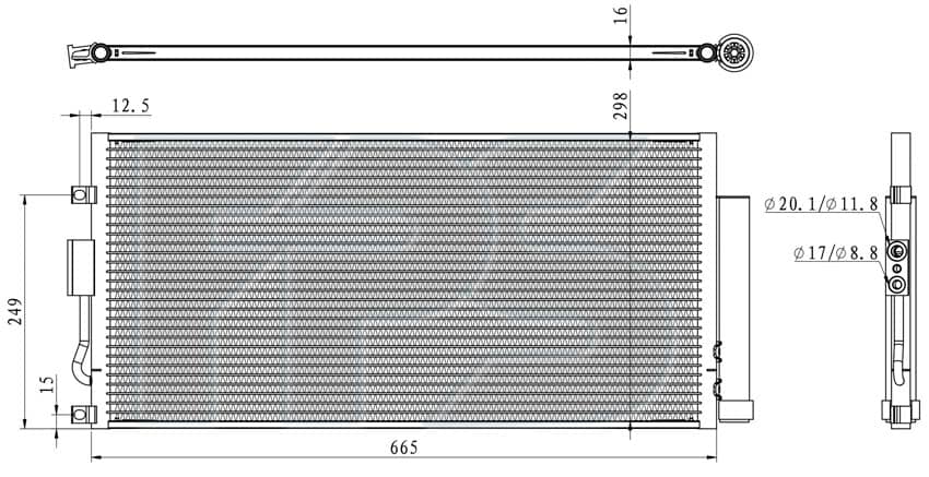 Радіатор кондиціонера Fiat 500 2007-2015, 51819064, 51932163