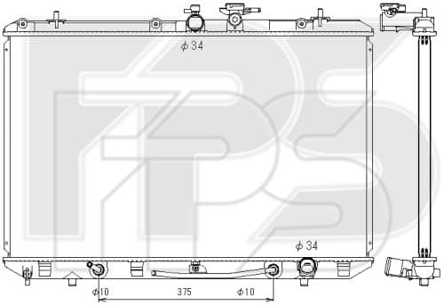 Радіатор Охолодження Toyota Highlander 2007-2010, 160410P240, 160410P250, 160410P251, 1604131540, 1604131550