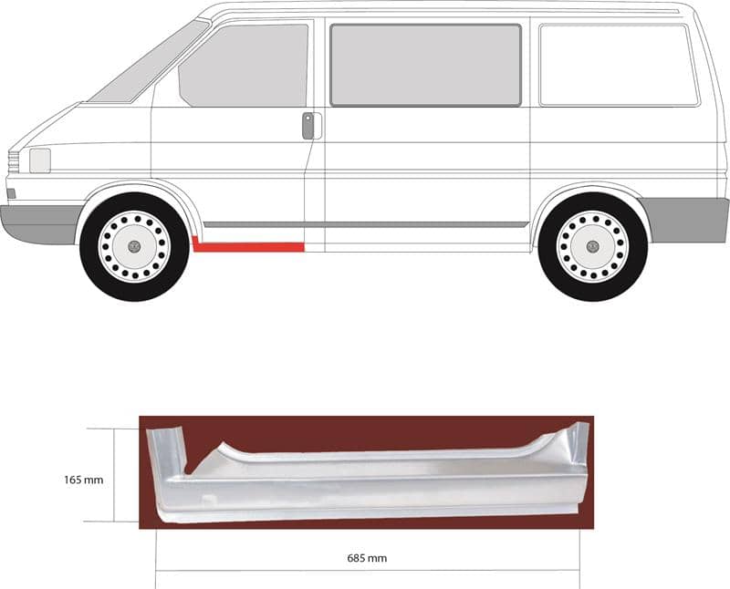 Ремчастина Металева Передня Права Volkswagen Transporter 1990-2003