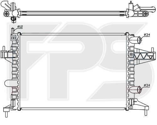 Радіатор Охолодження Opel Combo 2001-2011, 1300236, 1300250, 1300334, 24445161, 25555161, 9196686, 9201955, 93173379, 95513834