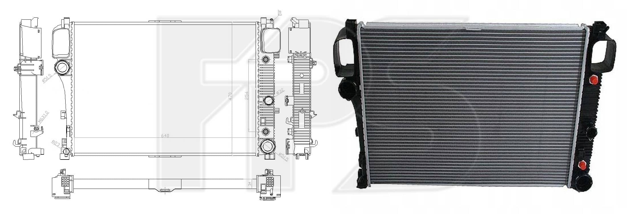 Радіатор Охолодження Mercedes-Benz S-Class 2006-2012, 2215000003, 2215000203, 2215000503, 2215002603, 2215003103, A2215000003, A2215000203, A2215000503, A2215002603, A2215003103
