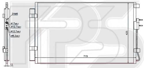 Радіатор кондиціонера Hyundai Santa FE 2012-2015, 976062W500, 976062W501
