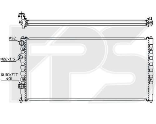 Радіатор Охолодження Volkswagen Passat 1994-1996, 3A0121253C, 3A0121253E, 3A0121253T