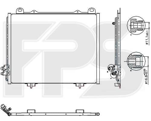 Радіатор кондиціонера Mercedes-Benz E-Class 1995-1999, 2108300270, 2108300570, A2108300270, A2108300570
