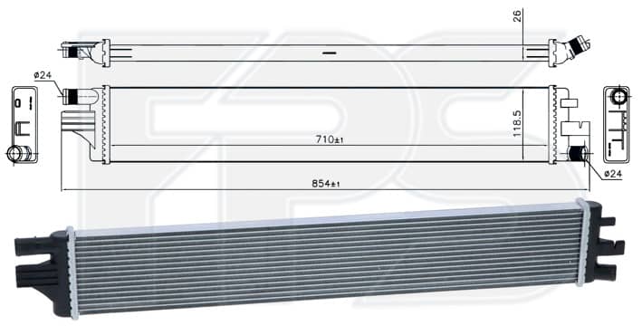 Радіатор Охолодження Nissan NV400 2010-2021, 2147000Q0A, 214C10001R, 4421154, 7485123645, 93168915, 8660005522