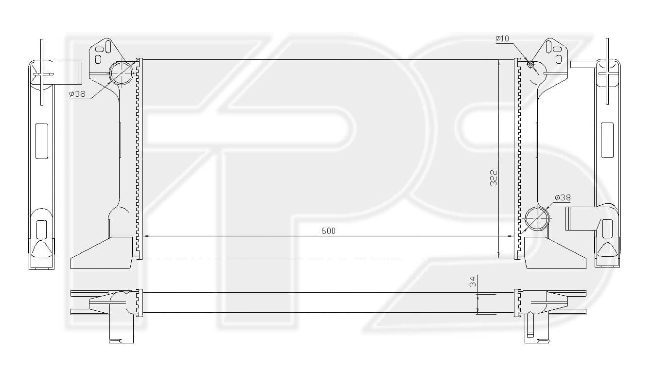 Радіатор Охолодження Ford Transit 1992-1995, 1040077, 1068915, 1668915, 1668916, 6640239, 6640240, 6640241, 6640242, 7138207, 7138208, 92VB8005BA, 92VB8005BB, 92VB8005BC, 92VB8005BD, 92VB8005BE, 92VB8005CA, 92VB8005CB, 92VB8005CC, 92VB8005EA, 92VB8005EB, 92VB8005EC, 92VB8005ED, 92VB8005FC