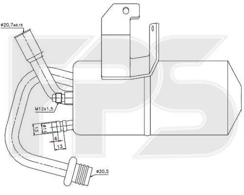 Осушувач Кондиціонера Ford Fiesta 2002-2006, 1148792, 1148935, 1209041, 2S6H19E647AA, 2S6H19E647AB, 2S6H19E647AC, 2S6H19E647AD, 2S6H19E647AE, DE94615A0