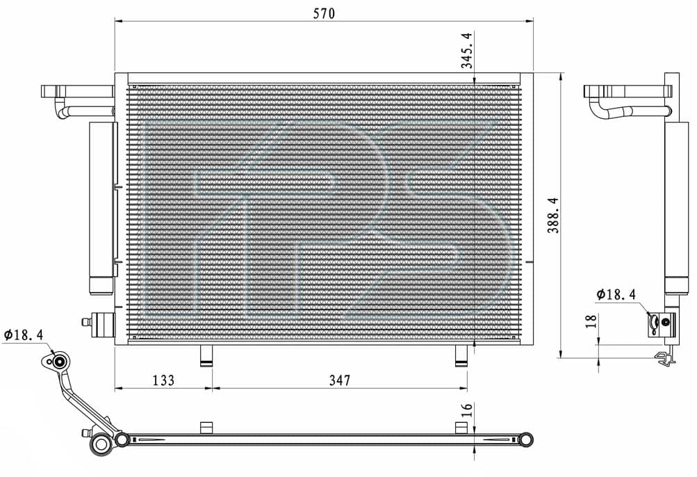 Радіатор кондиціонера Ford Fiesta 2013-2019, 1751976, 1818909, AV1119710FA, AV1119972CB