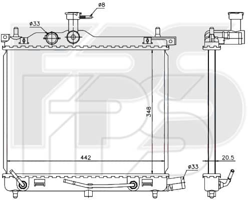 Радіатор Охолодження Hyundai i10 2008-2010, 253100X150, 253100X170, 253100X450