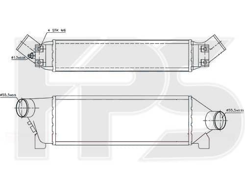 Радіатор Наддуву Ford Transit 2000-2006, 1671445, 2C119L440BA, 2C119L440BB, 4432117, 4522846