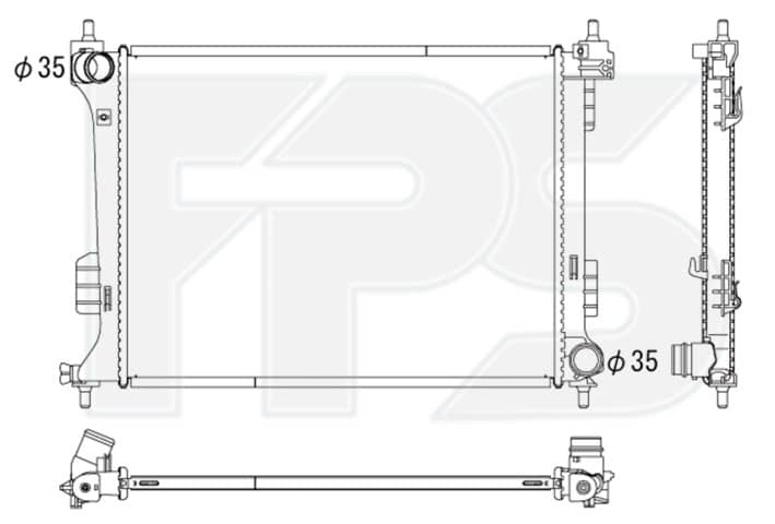 Радіатор Охолодження Hyundai i20 2009-2012, 253101J000, 253101J500, 253104P000