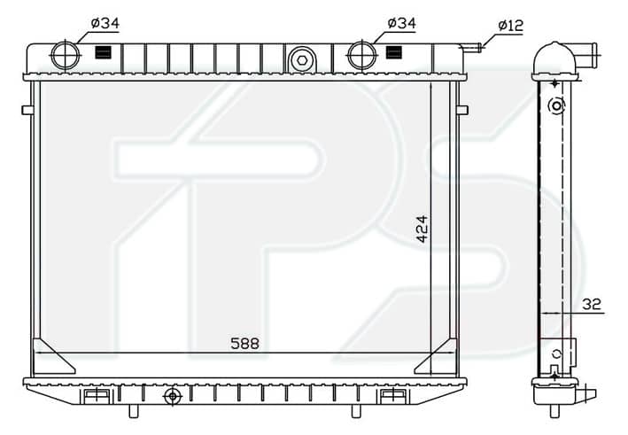 Радіатор Охолодження Opel Frontera 1991-1997, 1300121, 6302003, 91140257, 91141743, 91144732, 91144733, 91144743, 91144749, 91146914, 91190256, 91190257