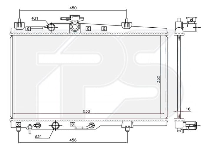Радіатор Охолодження Geely MK / MK2 / MK Cross 2006-2014, 1016001409