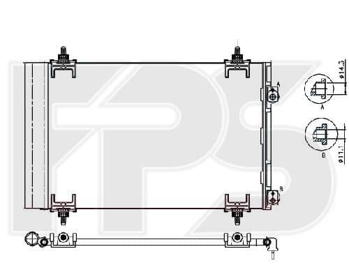 Радіатор кондиціонера Citroen Berlingo 2008-2012, 1610161980, 6455CX, 6455EV, 6455EW, 6455GH, 6455GL, 6455HJ, 6455HK, 6455HN, 6455HT, 96505454, 9650545480, 9655828780, 9682531580, 9682531680, 9807426280, 6455GG, E163363