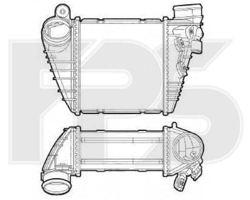 Радіатор Наддуву Skoda Octavia 1997-2000, 1J0145803A, 1J0145803F, 1J0145803G, 1J0145805B, 1J0145805D, 1J0145805H, 1J0145803B