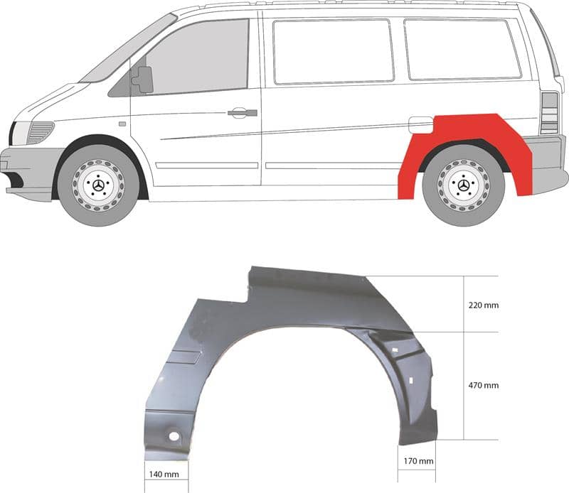 Ремчастина Металева Задня Ліва Mercedes-Benz V-Class 1996-2002