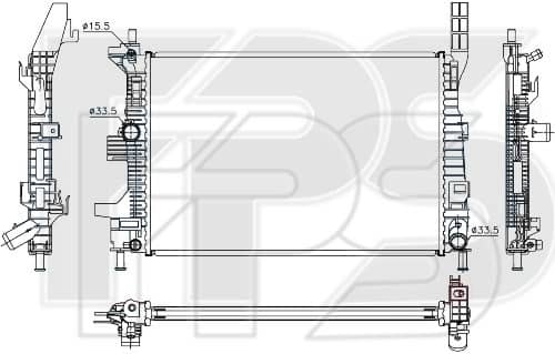 Радіатор Охолодження Ford C-MAX 2010-2015, 1703514, 1720432, 1804847, 1830143, BV618005BA, BV618005BB, BV618005BC, BV618005BD
