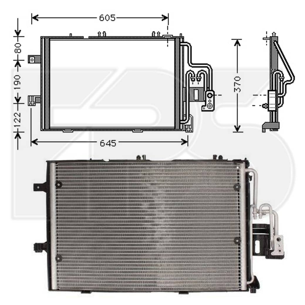 Радіатор кондиціонера Opel Corsa 2004-2007, 13105999, 13189080, 1850092, 1850114, 93177215, 93183711
