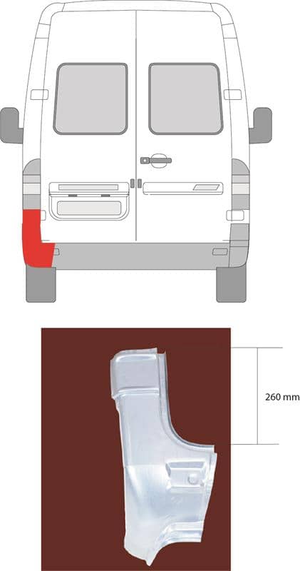 Ремчастина Металева Задня Ліва Mercedes-Benz Sprinter 1995-2000
