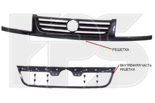 Решітка Пластикова Передня Права Volkswagen Vento 1992-1999, 1H5 853 655