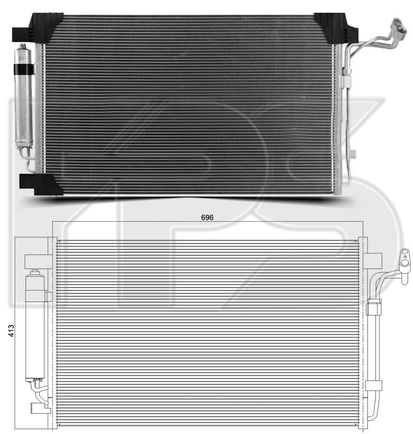 Радіатор кондиціонера Nissan Altima 2012-2016, 921003TA0A, 921003TA1A, 921003TA2A, 921003TA3A, 921003TA3B, 92100JA00A, 92100ZN50A, 92100ZN50B, 92100ZN51A